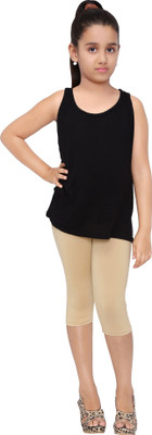 Robinbosky Capri For Girls Casual Solid Cotton Lycra Blend(Gold Pack of 1)