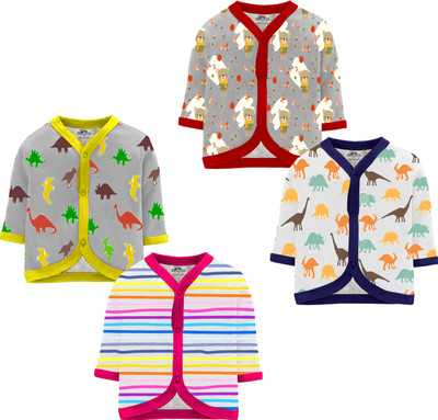 KidBee Boys & Girls Printed Cotton Blend Regular T Shirt(Multicolor, Pack of 4)
