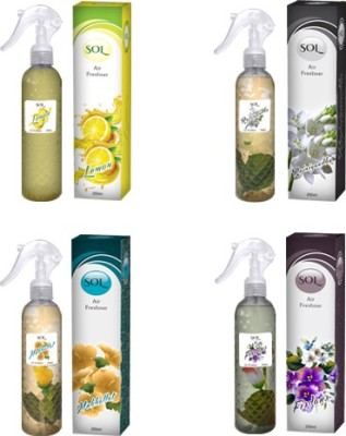 Sol Lemon, Rajnigandha, Woody, Oriental Spray(4 x 250 ml)