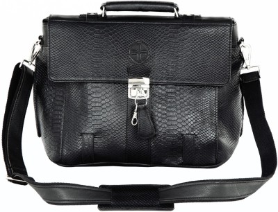 JL Collections Black Leather Laptop Executive Messenger Bag Messenger Bag(Black, 10 L)