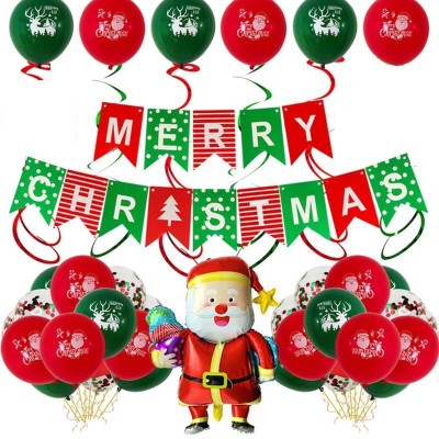 NVRV Solid MERRY CHRISTMAS DECORATION 52 PCS SET Balloon(Multicolor, Pack of 52)