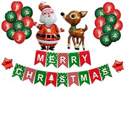 NVRV Printed MARRY CHRISTMAS DECORATION 45 PCS SET Balloon(Multicolor, Pack of 45)