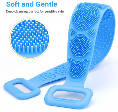 ZENUSS Silicone Bath Body Brush,Exfoliating Long Body Back Scrubber for Shower with Soft Bristles for Men and Women, Improves Blood Circulation, Skin Health