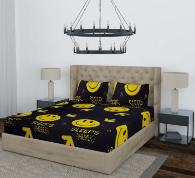 Optra 220 TC Microfiber Double Cartoon Flat Bedsheet(Pack of 1, Black & Yellow)