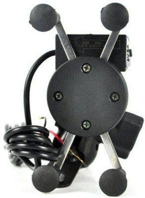 SPYKART Spider Bike Mobile Holder with USB 2.0 Fast Charger - X Grip Spider Universal Motorcycle Car 360 Degree Rotating for All Android Devices Upto 7 Inches Mobiles Bike Mobile Holder(Black)
