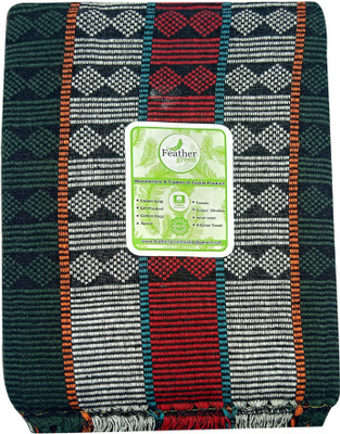 Feather Green Abstract Single Top Sheet for  Mild Winter(Cotton, Multicolor)