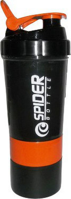 Guruji Spider Protein Shaker with 2 Storage Compartment for Gym 600 ml Shaker(Pack of 1, Orange, Plastic)