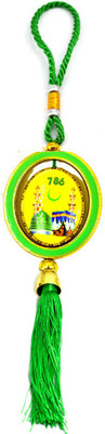 AFH Mecca Madina, 786 Allah Green Car Mirror Charm Decorative Hanging Ornament Car Hanging Ornament(Pack of 1)