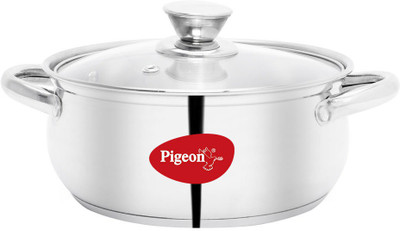 Pigeon Special Stainless Steel Belly Casserole 20cm with Glass Lid Cook and Serve Casserole (200 ml)