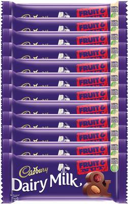 Cadbury Dairy Milk Fruit and Nut Chocolate Bar, 36 gm Pack of 12 Bars  (12 x 36 g)