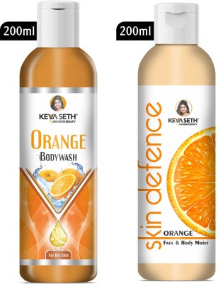 KEYA SETH AROMATHERAPY Complete Winter Care Combo with Orange Body wash 200ml + Skin Defence Orange Face & Body Moisturizer 200ml(2 Items in the set)