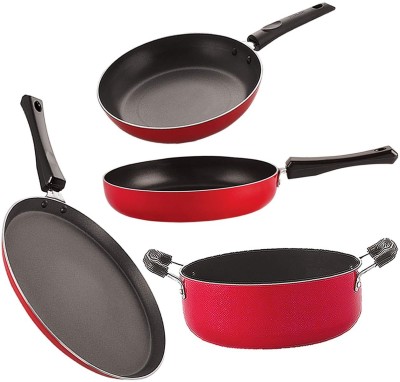 NIRLON FT11_FP11_TP22_CS24 Non-Stick Coated Cookware Set(PTFE (Non-stick), Aluminium, 4 - Piece)