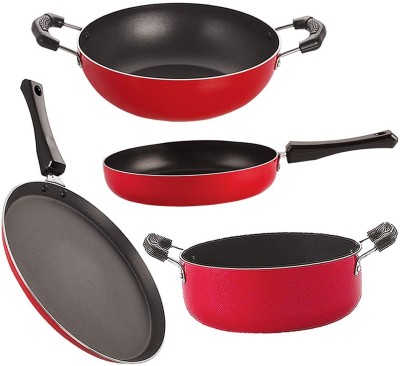 NIRLON FT11_FP11_KD13_CS24 Non-Stick Coated Cookware Set(PTFE (Non-stick), Aluminium, 4 - Piece)