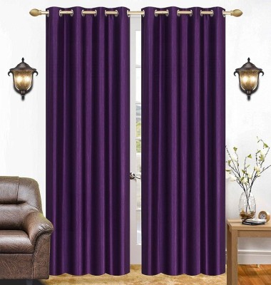 MSD Decor Hub 274 cm (9 ft) Polyester Semi Transparent Long Door Curtain (Pack Of 2)(Solid, Purple)