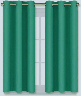 VeNom 152.4 cm (5 ft) Silk Blackout Window Curtain (Pack Of 2)(Solid, Turquoise)