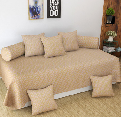 CASTIQA Cotton Abstract Diwan Set(Beige)