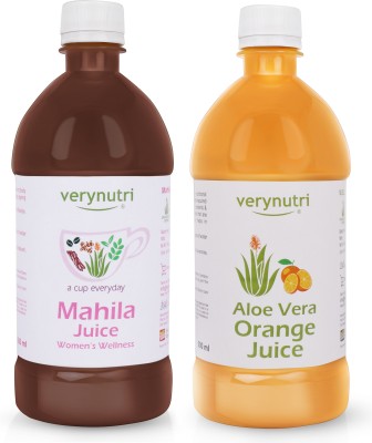 Verynutri Aloe Vera Orange & Mahila Juice- 600 Ml Each| Organically Grown| Immunity Booster | Health Juices.(2 x 600 ml)