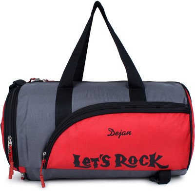 Dejan Stylish Duffle Cum Backpack / Gym Bag for Travel ( Grey Red) Duffel Without Wheels