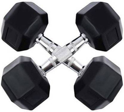 LCARNO HEX Rubber Coated Cast Iron Hexa Dumbbells 5 KG Pair for Professional Exercise Fixed Weight Dumbbell(10 kg)