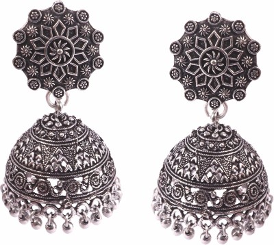 Haniya German Silver Oxidized ethnic tribal Jhumki Afghani stylish light weight Jhumka Earrings German Silver Jhumki Earring