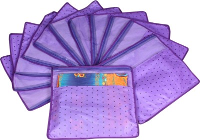 PrettyKrafts Saree Cover Set of 12 Polka dots dots with Top Transparent Window F1290_Purple12(Purple)