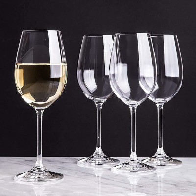 MOOZICO (Pack of 4) Glass Wine Glass - 4 Pieces, Clear Wine Glass - Ideal for White or Red Wine Party Glass, Whisky Glass, Clear Glass Shatter Resistant Lead Free All-Purpose Wine Party Glasses Glass Set Wine Glass(320 ml, Glass, Clear)