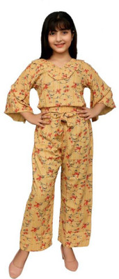 FASHION FLY Striped, Floral Print Girls Jumpsuit
