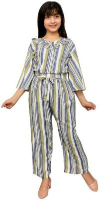 FASHION FLY Striped, Floral Print Girls Jumpsuit