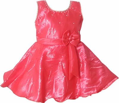 harshvardhanmart Midi/Knee Length Party Dress(Pink, Sleeveless)