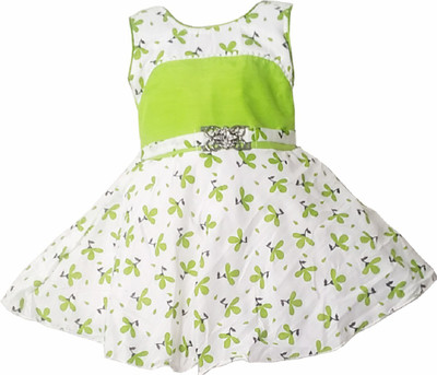 harshvardhanmart Girls Midi/Knee Length Casual Dress(Yellow, Sleeveless)