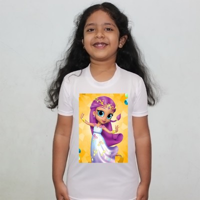Product GuruJi Girls Printed Polyester T Shirt(Multicolor, Pack of 1)