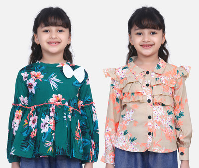 CUTIEKINS Girls Casual Pure Cotton Full Sleeve Top(Multicolor, Pack of 2)
