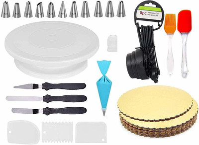 Greenstone Cake Turntable, 12 Piece Cake Decorating Nozzle Set, 3 in 1 Multi Function Knife Set, 3 Side Scrapper,Cake Board 5 Piece, 8 Measuring Cups and Spoon, Silicon Spatula Brush Set Kitchen Tool Set(Baking Tools) Greenstone Cake Turntable, 12 Piece Cake Decorating Nozzle Set, 3 in 1 Multi Function Knife Set, 3 Side Scrapper,Cake Board 5 Piece, 8 Measuring Cups and Spoon, Silicon Spatula Brush Set Kitchen Tool Set(Baking Tools)