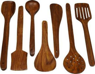 Ayan Traders AT-319 Wooden Serving Spoon Set(Pack of 7)