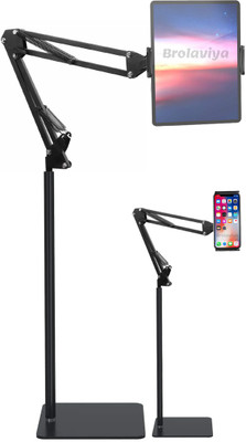 BROLAVIYA Multi-Direction Universal Tripod Floor Stand for 4'-10.2' inch, with Gooseneck Clip Lazy Arm Bracket for Both Mobiles and Tablets Mobile Holder