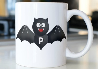 MM9E Bat Letter P , Letter P Alphabet Best Gift for Friends Who's Name Start With P , Batman Alphabet Letter P , Special Birthday Gift for Girlfriend ,BoyFriend with Glossy Finish with Vibrant Print Ceramic Coffee (11oz) 330ml Ceramic Coffee Mug(330 ml)