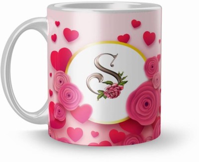 RS CASE Letter S Alphabet Best Gift for Friends Who's Name Start With S , Special Birthday Gift for Girlfriend ,BoyFriend with Glossy Finish with Vibrant Print Ceramic Coffee (11oz) 330ml Ceramic Coffee Mug(330 ml)