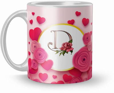 RS CASE Letter D Alphabet Best Gift for Friends Who's Name Start With D , Special Birthday Gift for Girlfriend ,BoyFriend with Glossy Finish with Vibrant Print Ceramic Coffee (11oz) 330ml Ceramic Coffee Mug(330 ml)