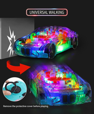 Tenmar Transparent Musical Concept Racing Car with 3D Flashing LED Lights for Kids-615(Multicolor)
