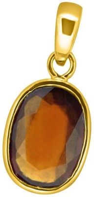 PRATISHTHA 9.25 ratti NATURAL & GJSPC Certified Astrological Panchdhatu Hessonite Garnet(GOMED) Gold-plated Garnet Stone Pendant