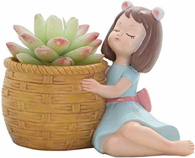 Beebom Craft Basket Girl Plant Not Included Plant Container Set(Ceramic)