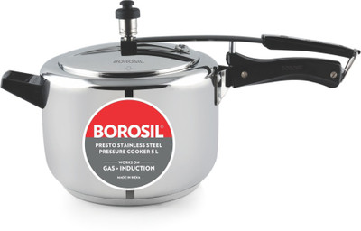 BOROSIL Presto 5 L Inner Lid Induction Bottom Pressure Cooker(Stainless Steel)