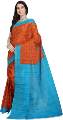 Rani Saahiba Printed Bollywood Pure Cotton Saree(Orange)