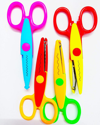 MON N MOL TOY DESIGNOR SCISSOR ZIG FOR PAPER CUTTING (PACK OF 4) Scissors(Set of 4, Multicolor)