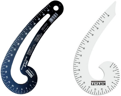 KHYATI Fashion Designing Scale- Hard Plastic Scale- Set of 2, French curve scale and designer curve ( Colar/ Armhole curve) Sewing/ Tailoring Material, Tailoring kit/ sewing kit Sewing Kit
