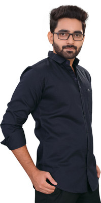 Berlin Fashion Men Solid Casual Dark Blue Shirt