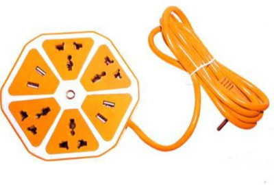 RACRO ZYY_1905F_mi_USB-BOARD 4 USB 2.1Amp charging point Universal Hexagon Socket Extension board with 4 Port USB Hub 8  Socket Extension Boards(Yellow, 1.8 m, With USB Port)