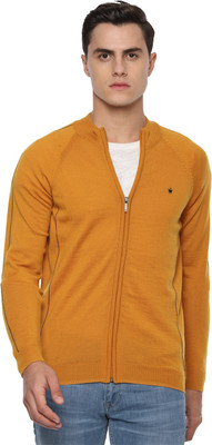 LOUIS PHILIPPE Solid Round Neck Casual Men Yellow Sweater