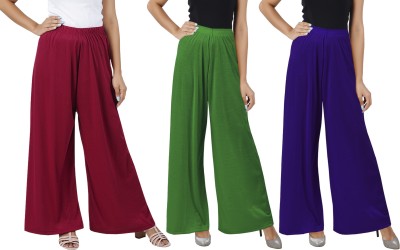 Buy That Trendz Flared Women Maroon, Green, Purple Trousers