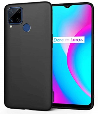 NIKICOVER Back Cover for Realme C15(Black, Shock Proof, Silicon, Pack of: 1)